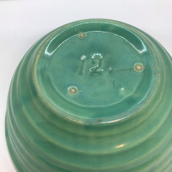 Vintage California Bauer Pottery Jade Green Mixing Bowl, #12 - Picture 3 of 6